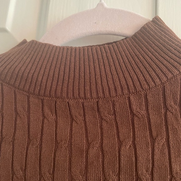 Rib Knit Sweater Open Back Medium Tie Back Turtleneck - Picture 4 of 7